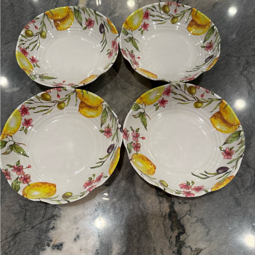 Shabby Chic  Lemon Blossom Ceramic Serving Bowls - Set of 4